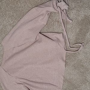 ALO YOGA Tribe Long Sleeve Raw Hem Pullover Sweater Sweatshirt Tie Cuff Small